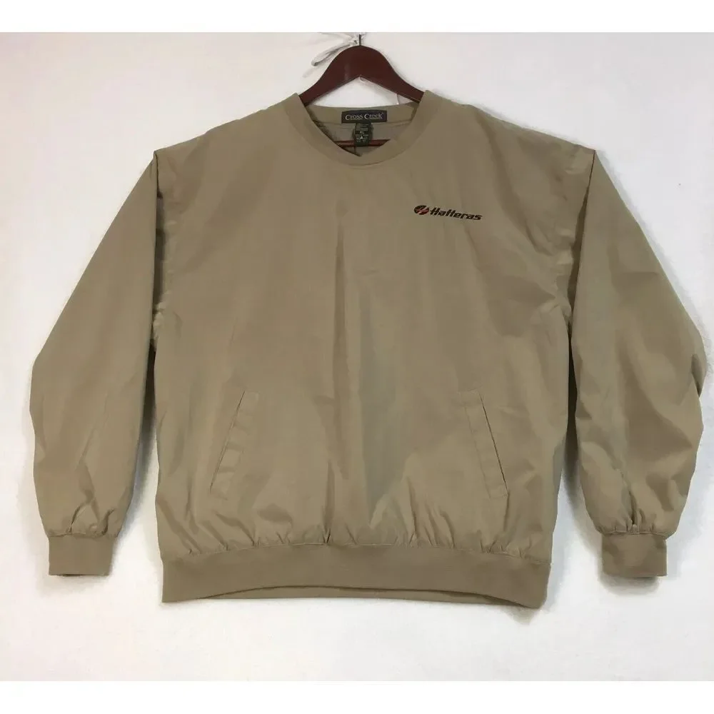 Cross Creek Hatteras Windbreaker Mens Sz XL Beige Pullover Nautical - Picture 1 of 8